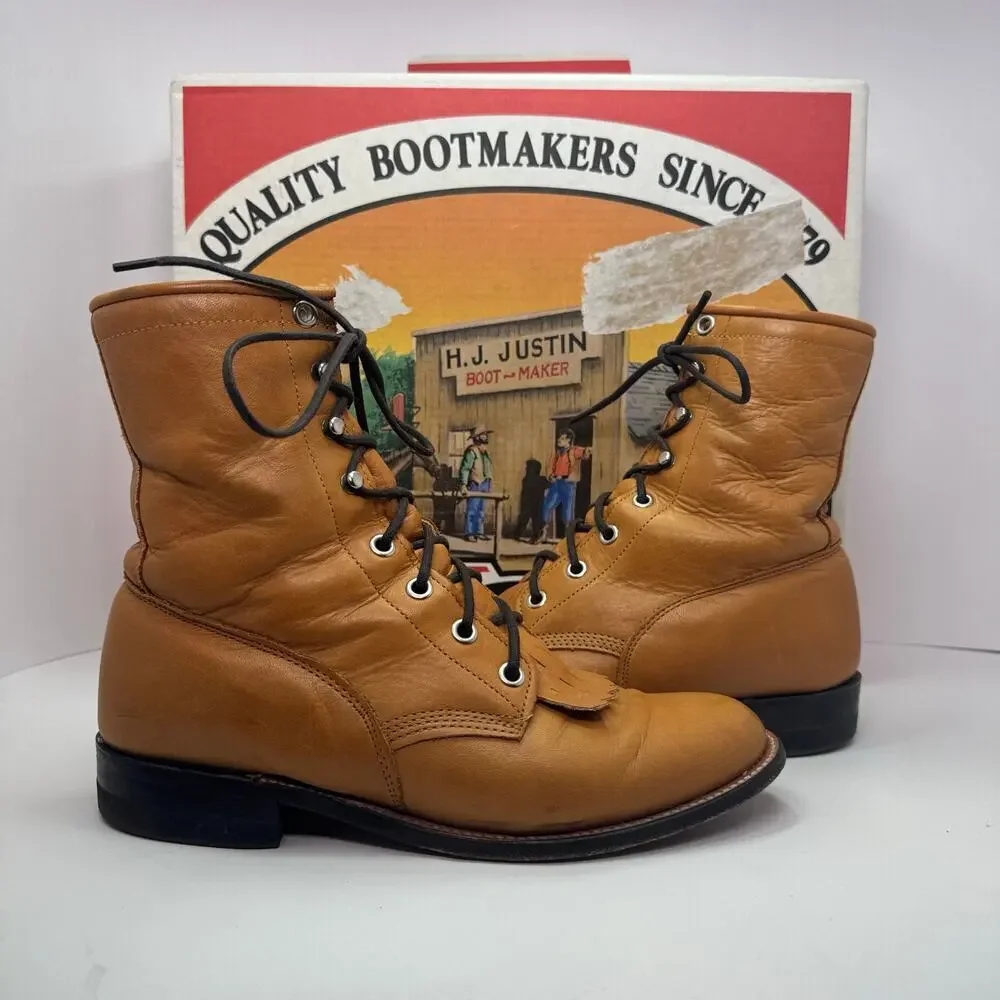 Justin Boots Women's Lace Up Leather Ankle Boots Size 6 B Style L0621 - Picture 1 of 6